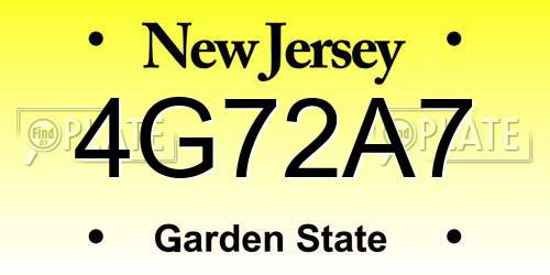 4G72A7 New Jersey License Plate