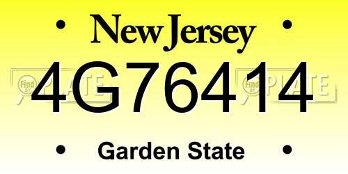 4G76414 New Jersey License Plate