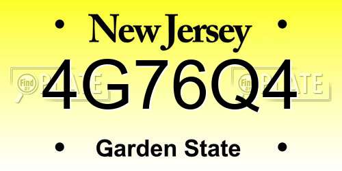 4G76Q4 New Jersey License Plate