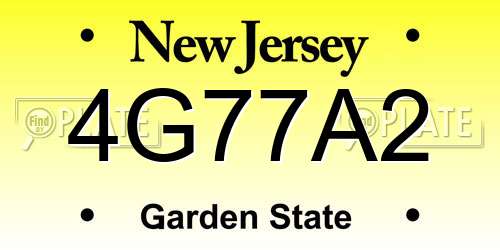 4G77A2 New Jersey License Plate