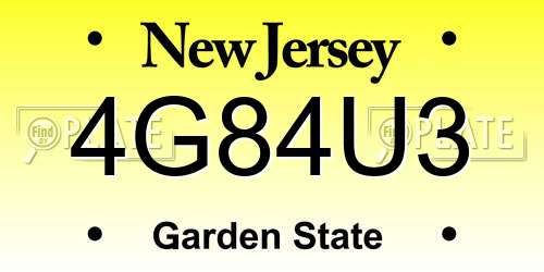 4G84U3 New Jersey License Plate