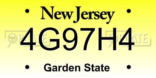 4G97H4 New Jersey License Plate