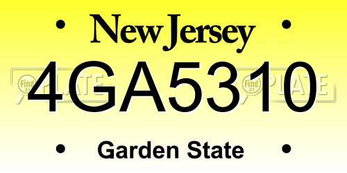 4GA5310 New Jersey License Plate
