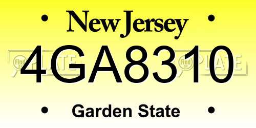 4GA8310 New Jersey License Plate