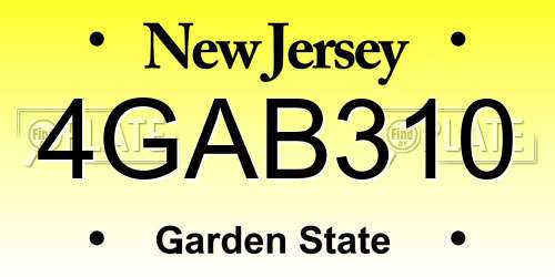 4GAB310 New Jersey License Plate