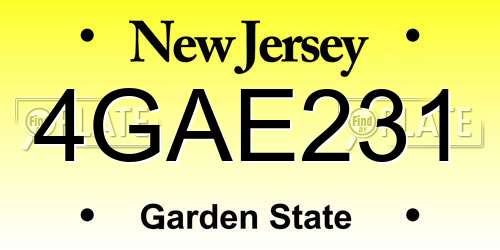 4GAE231 New Jersey License Plate