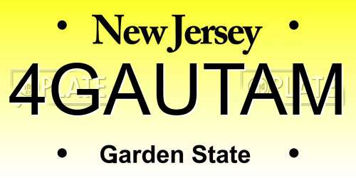 4GAUTAM New Jersey License Plate