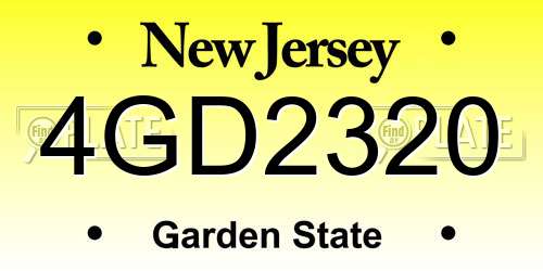 4GD2320 New Jersey License Plate