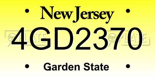 4GD2370 New Jersey License Plate