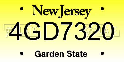4GD7320 New Jersey License Plate