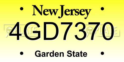 4GD7370 New Jersey License Plate