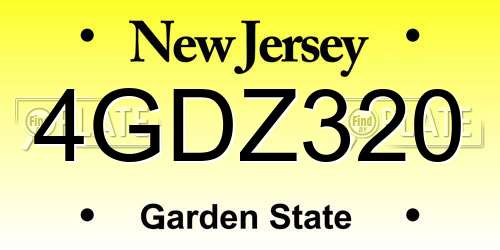 4GDZ320 New Jersey License Plate