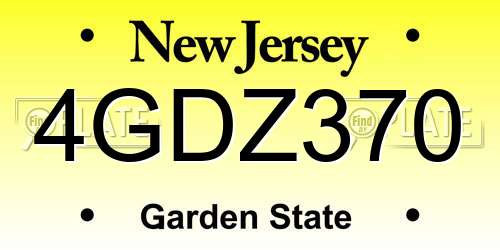 4GDZ370 New Jersey License Plate