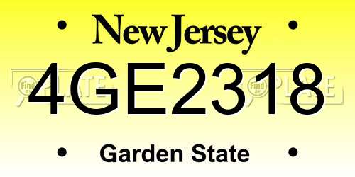 4GE2318 New Jersey License Plate