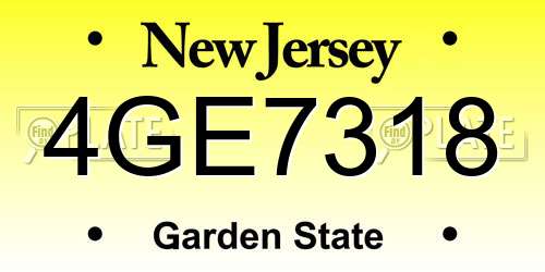 4GE7318 New Jersey License Plate
