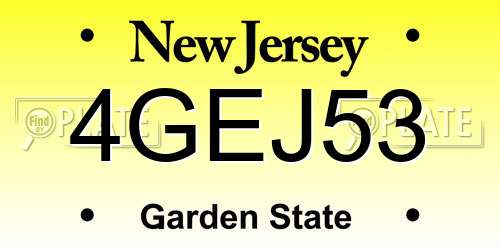 4GEJ53 New Jersey License Plate