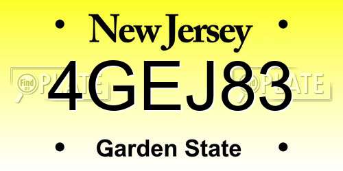 4GEJ83 New Jersey License Plate