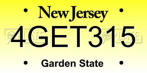 4GET315 New Jersey License Plate