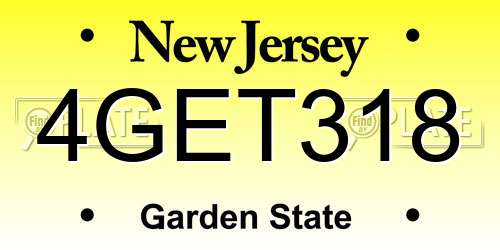 4GET318 New Jersey License Plate