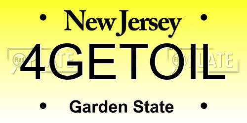 4GETOIL New Jersey License Plate