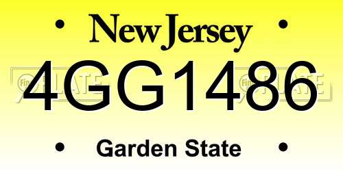 4GG1486 New Jersey License Plate