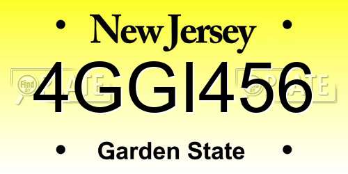 4GGI456 New Jersey License Plate