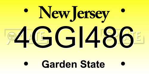 4GGI486 New Jersey License Plate