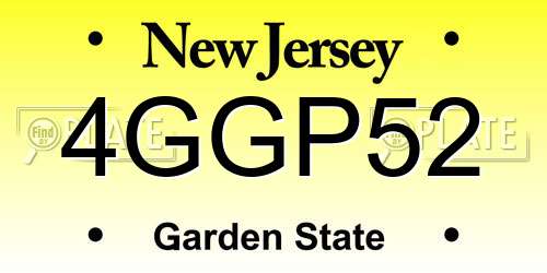 4GGP52 New Jersey License Plate