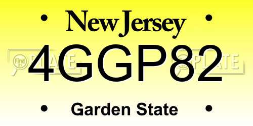 4GGP82 New Jersey License Plate