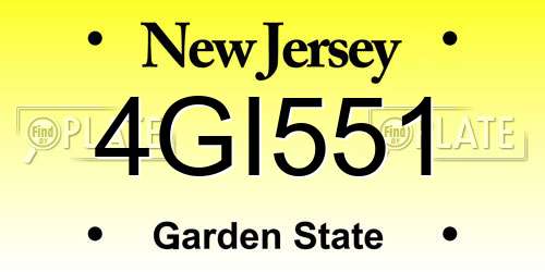 4GI551 New Jersey License Plate