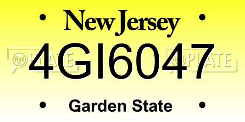 4GI6047 New Jersey License Plate