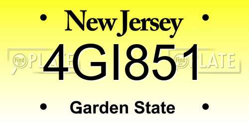 4GI851 New Jersey License Plate