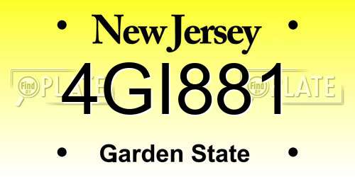 4GI881 New Jersey License Plate