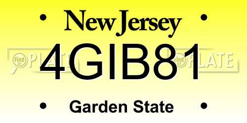 4GIB81 New Jersey License Plate