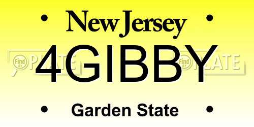 4GIBBY New Jersey License Plate