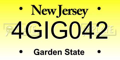 4GIG042 New Jersey License Plate