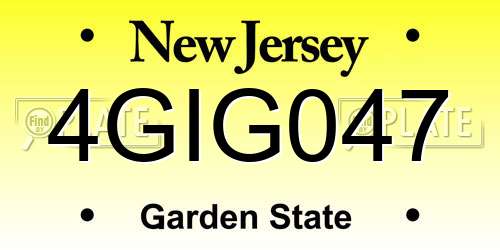 4GIG047 New Jersey License Plate