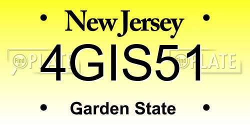 4GIS51 New Jersey License Plate