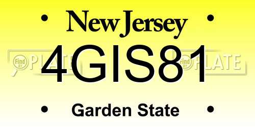4GIS81 New Jersey License Plate