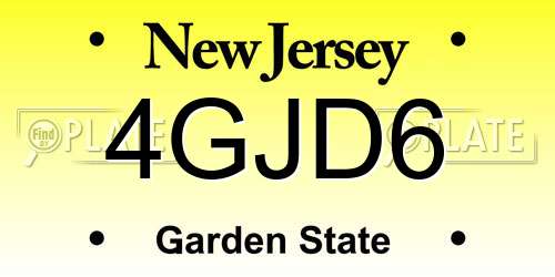 4GJD6 New Jersey License Plate