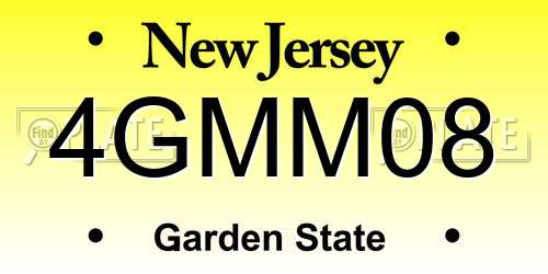 4GMM08 New Jersey License Plate