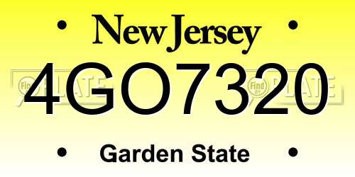 4GO7320 New Jersey License Plate