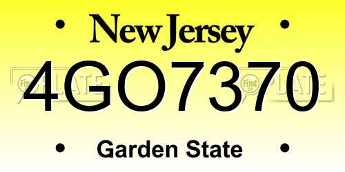 4GO7370 New Jersey License Plate