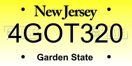 4GOT320 New Jersey License Plate