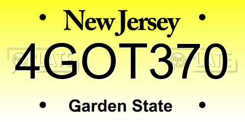 4GOT370 New Jersey License Plate