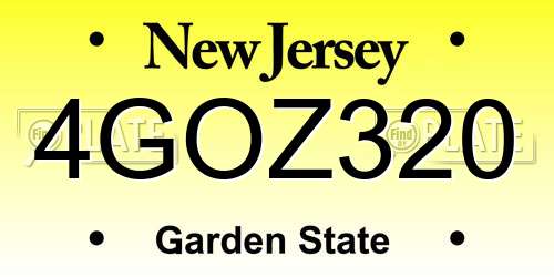 4GOZ320 New Jersey License Plate