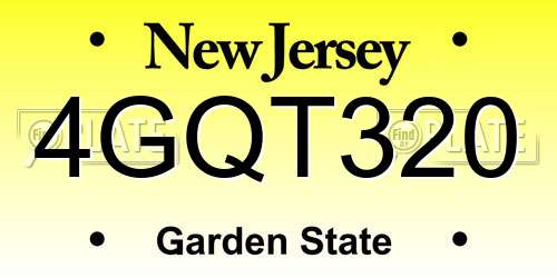 4GQT320 New Jersey License Plate