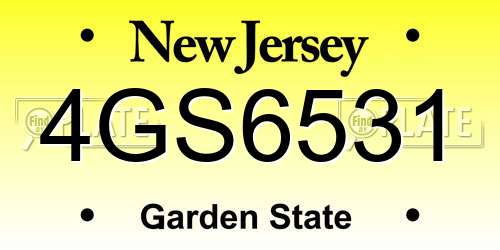 4GS6531 New Jersey License Plate