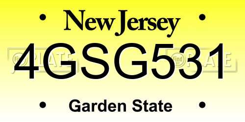 4GSG531 New Jersey License Plate