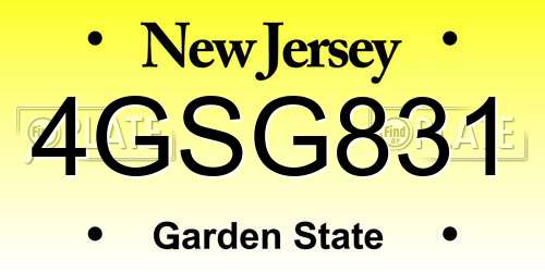 4GSG831 New Jersey License Plate